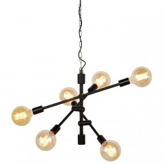 HANGING LAMP 6 BULB BLACK IRON - HANGING LAMPS